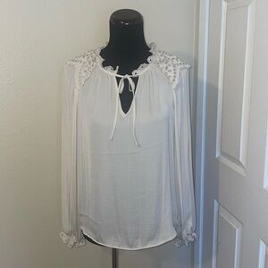 RACHEL ZOE Long Sleeve Romantic Eyelet Lace Blouse Top